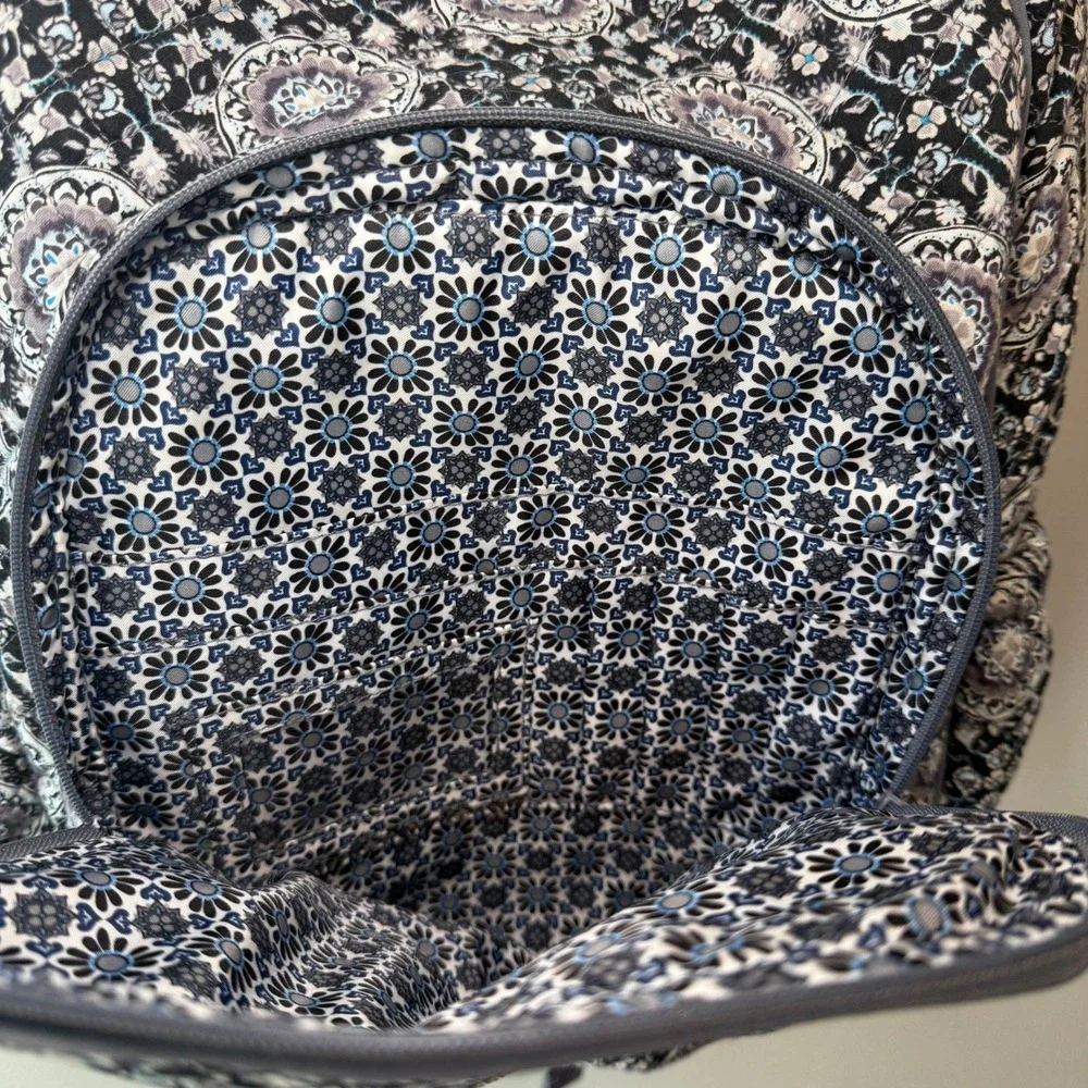 Vera Bradley Charcoal Medallion Paisley Print Campus Backpack Quilted Cotton
